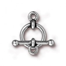 12mm TierraCast Anna Toggle Clasp Set - Antique Fine Silver Plated  - Each