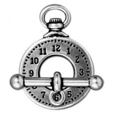 21mm TierraCast Clock & Bar Vintage Toggle Clasp Set - Silver - Per Set