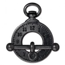 21mm TierraCast Clock & Bar Vintage Toggle Clasp Set - Black