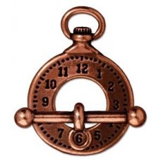 21mm TierraCast Clock & Bar Vintage Toggle Clasp Set - Copper - Per Set