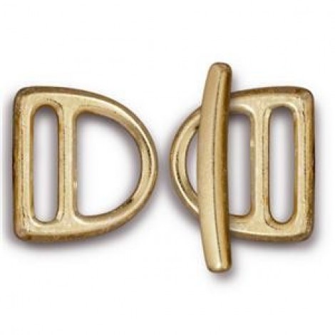 10mm TierraCast Slotted D-Ring Clasp Set - Bright Gold