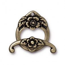 17mm TierraCast Floral Toggle Clasp Set - Brass Oxide