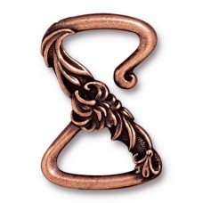 28x20mm TierraCast Floral Z-Hook - Antique Copper Plated - Each