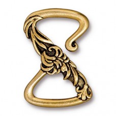 28x20mm TierraCast Floral Z-Hook - Antique 22K Gold Plated - Each