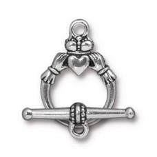 16mm TierraCast Claddagh Toggle Clasp Set - Ant Silver - Each