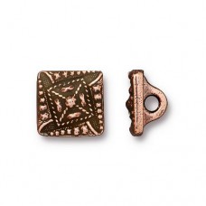 10mm TierraCast Square Czech Button - Ant Copper