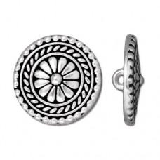 17mm TierraCast Large Bali Buttons - Antique Fine Silver Plated - Each
