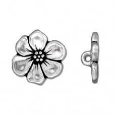 15mm TierraCast Apple Blossom Buttons - Antique Fine Silver