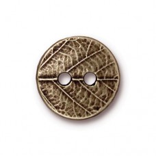 17mm TierraCast Round Leaf Button - Brass Oxide