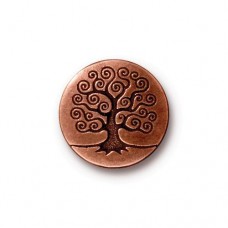 16mm TierraCast Tree of Life Button - Antique Copper Plated