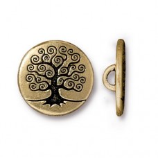 16mm TierraCast Tree of Life Button - Antique 22K Gold Plated