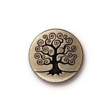16mm TierraCast Tree of Life Button - Brass Oxide