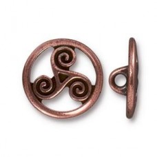 16mm TierraCast Open Triskele Button - Ant Copper - Pack of 2