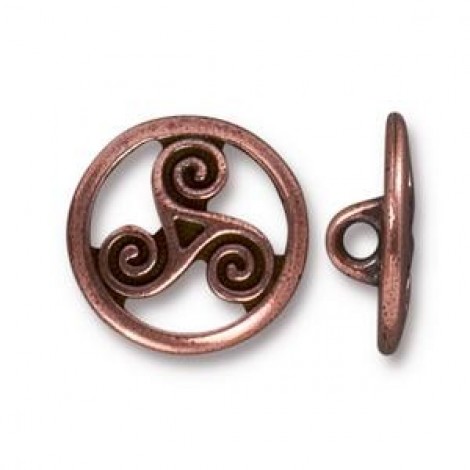 16mm TierraCast Open Triskele Button - Ant Copper