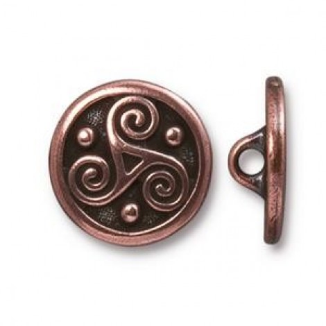 16mm TierraCast Triskele Button - Ant Copper
