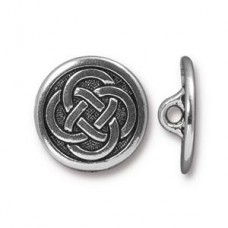 16mm TierraCast Celtic Knot Button - Antique Silver - Each