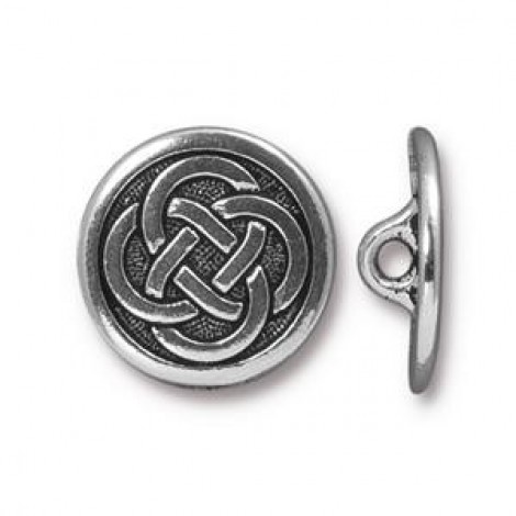 16mm TierraCast Celtic Knot Button - Antique Silver - Each