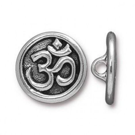 17mm TierraCast Om Button - Antique Silver - Each