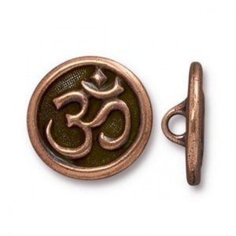 17mm TierraCast Om Button - Antique Copper - Each
