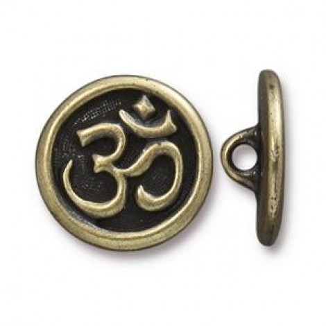 17mm TierraCast Om Button - Ant Brass Oxide - Each