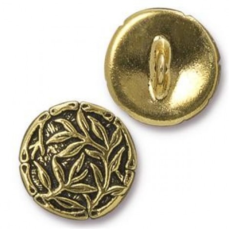 16mm TierraCast Bamboo Button - Ant 22K Gold
