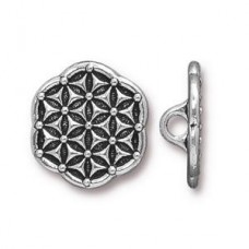 16mm TierraCast Flower of Life Button - Ant Silver