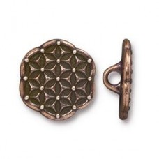 16mm TierraCast Flower of Life Button - Ant Copper - Each