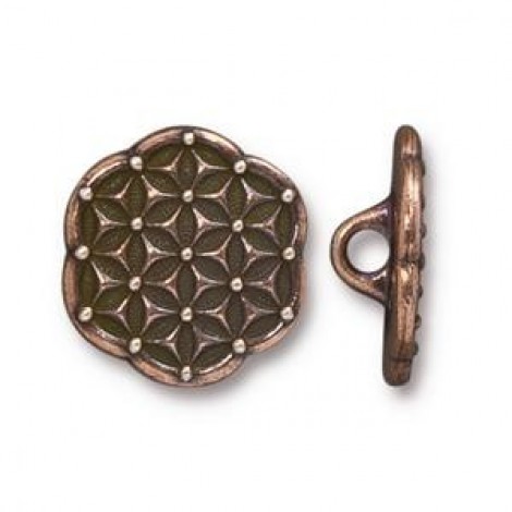 16mm TierraCast Flower of Life Button - Ant Copper