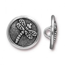 17mm TierraCast Ant Silver Dragonfly Button
