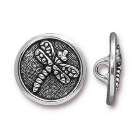 17mm TierraCast Ant Silver Dragonfly Button - Each