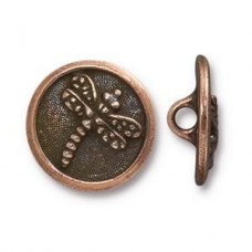 17mm TierraCast Ant Copper Dragonfly Button - Each