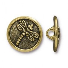 17mm TierraCast Ant 22K Gold Dragonfly Button