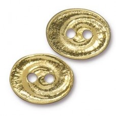 17x14mm TierraCast Swirl Button - 22K Gold Bright