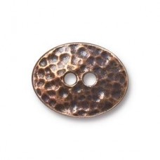 19x15mm TierraCast Distressed Oval Button - Antique Copper