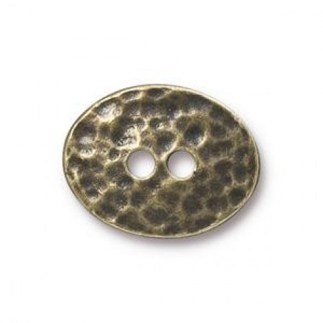 19x15mm TierraCast Distressed Oval Button- Brass Oxide