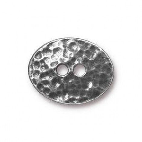 19x15mm TierraCast Distressed Oval Button - Antique Pewter
