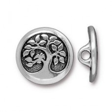 17mm TierraCast Bird in a Tree Button - Ant Silver - Each