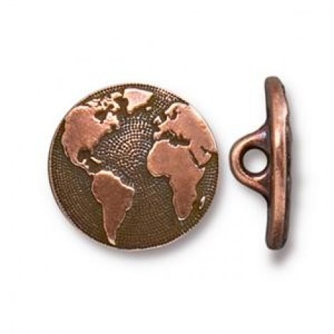17mm TierraCast Earth Button - Antique Copper - Each