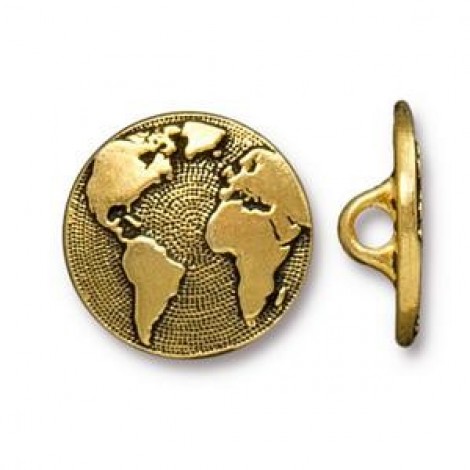 17mm TierraCast Earth Button - Antique Gold - Each