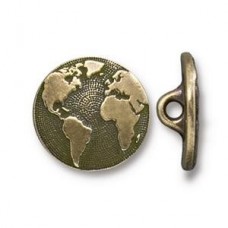 17mm TierraCast Earth Button - Antique Brass Oxide - Each