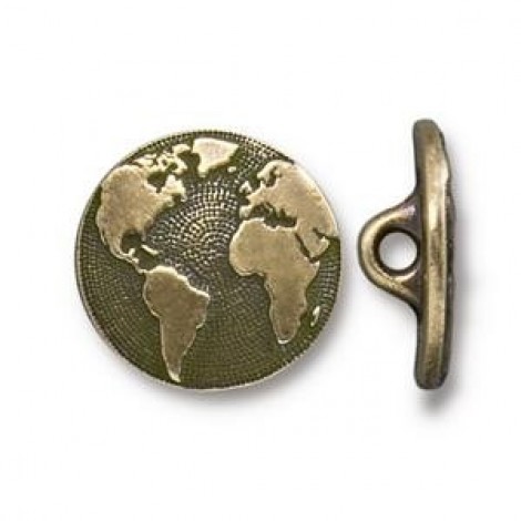 17mm TierraCast Earth Button - Antique Brass Oxide - Each