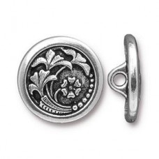 17mm TierraCast Czech Flower Button - Antique Silver