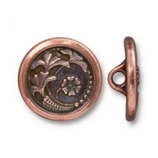 17mm TierraCast Czech Flower Button - Ant Copper - Each