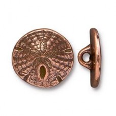 17mm TierraCast Sand Dollar Button - Antique Copper - Each