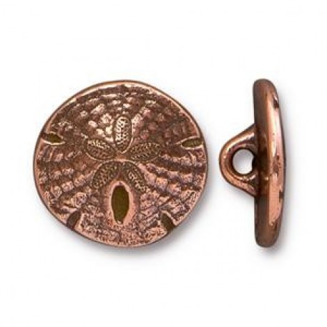17mm TierraCast Sand Dollar Button - Antique Copper - Each