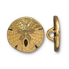 17mm TierraCast Sand Dollar Button - Antique Gold - Each