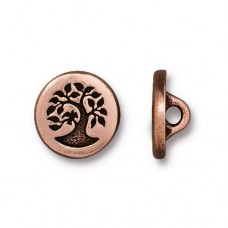 12mm TierraCast Small Bird in a Tree Button - Ant Copper