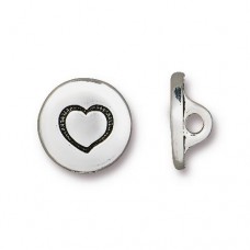 12mm TierraCast Small Heart Button - Antique Fine Silver