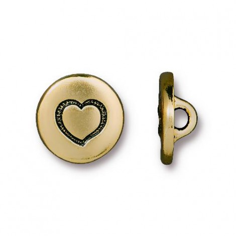 12mm TierraCast Small Heart Button - Antique Gold