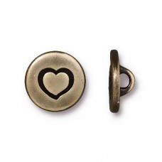 12mm TierraCast Small Heart Button - Brass Oxide